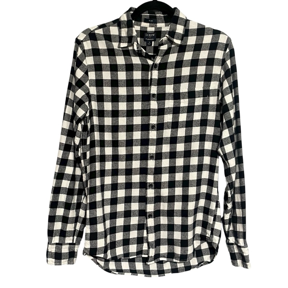 J. Crew Factory Slim Long Sleeve Plaid Slim Flannel Cotton Shirt Buffalo Check S